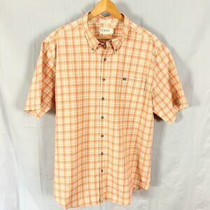 COAST Boardwalk Shirt Short Sleeve Cotton Orange Plaid Button Down sz XL